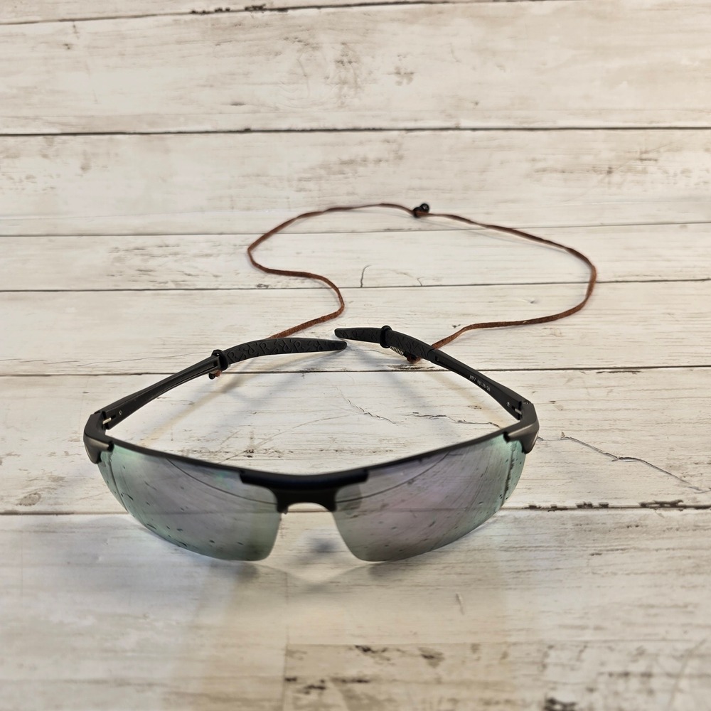 Rocknight Polarized Sports Sunglasses Matte Black Silver Mirror Rimless 8177
